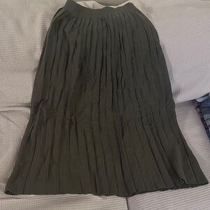 Beams Heart Olive Green Pleated Skirt m